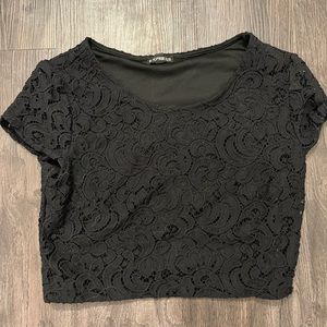 Express Black Lace Crop Top